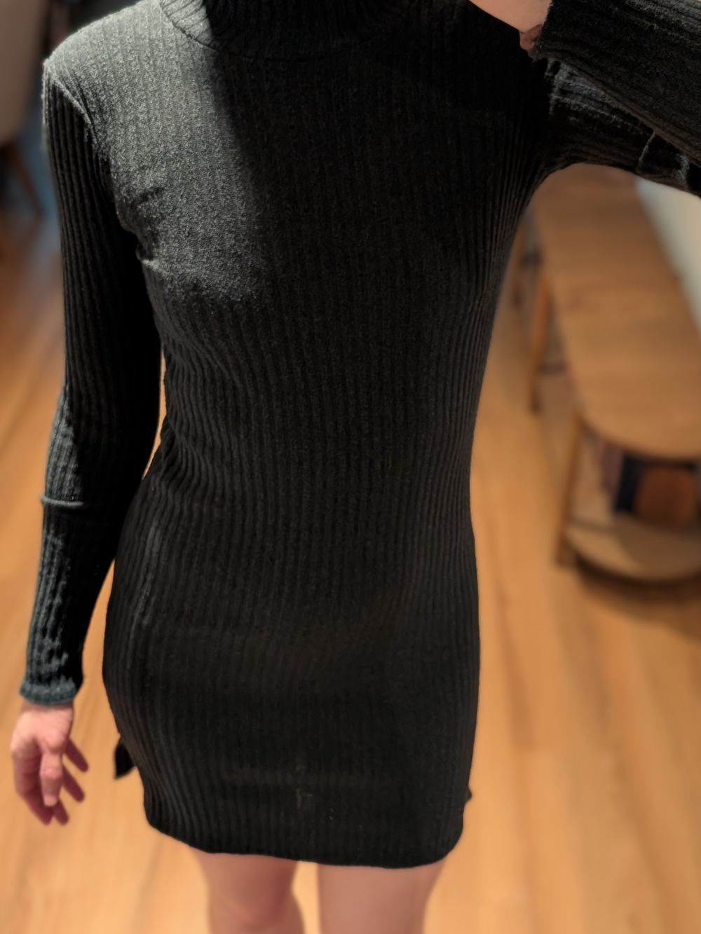 Wilfred Ribbed Long-Sleeve Mock Turtleneck Mini Dress